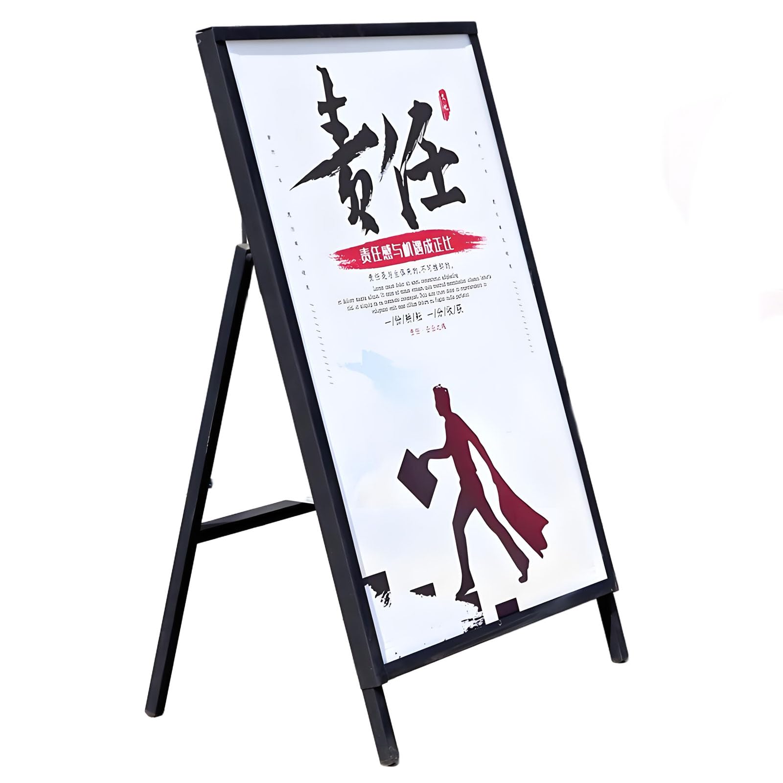 Soporte para Carteles, Caballete publicitario, Marco de exhibición, Soportes para Tiendas al Aire Libre, Letrero de acera de 60 * 90 cm, Tapa abatible de una Sola Cara.