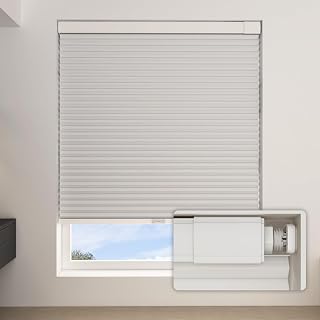 Changshade Custom No Drill No Tools Cordless Cellular Shades Blackout, 1.5” Honeycombs Blinds for Window, Room Darkening Cellular Shades, Thermal Insulated Blinds for Indoor Windows, White