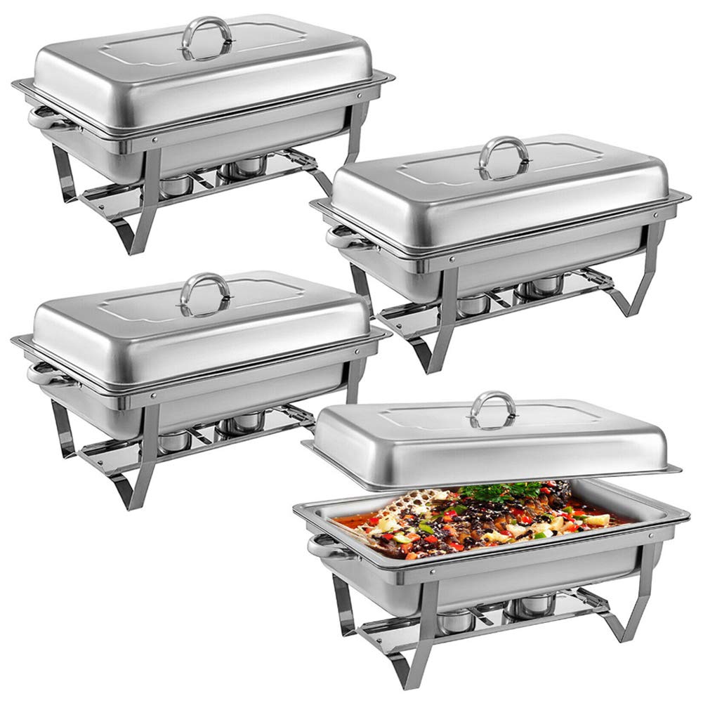 Scaldavivande da 8 Litri/9 Litri, 2 Confezioni/4 Confezioni, in Acciaio Inox, per Catering, scaldavivande, Gambe Pieghevoli, per celebrazioni, Feste, riunioni di Natale,4PACK
