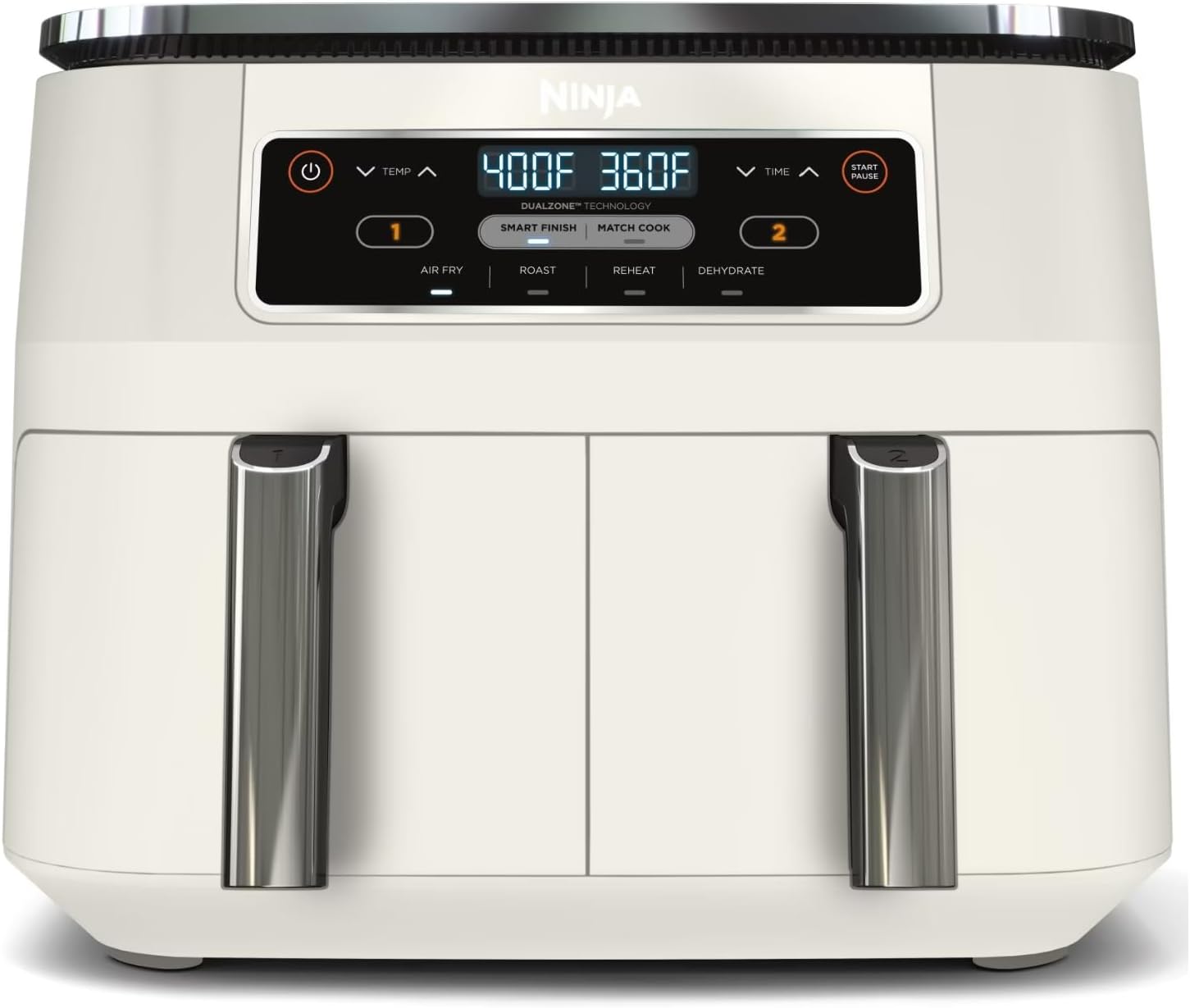 Ninja 4-in-1 Dual Basket Air Fryer with Smart Zone Divider – 8 Qt Family Size Capacity, Independent Temperature Controls & Digital Touch Panel – Air Fry, Roast, Reheat & Dehydrate Appliance White - Image 1 of 9