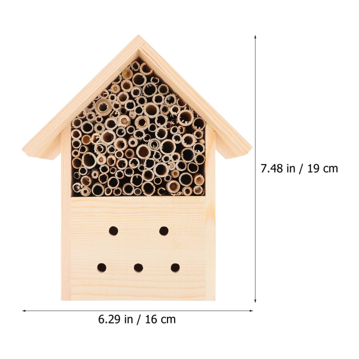 2 Piezas Casa de Abejas de Madera Tipo Cabaña para Jardín Exterior