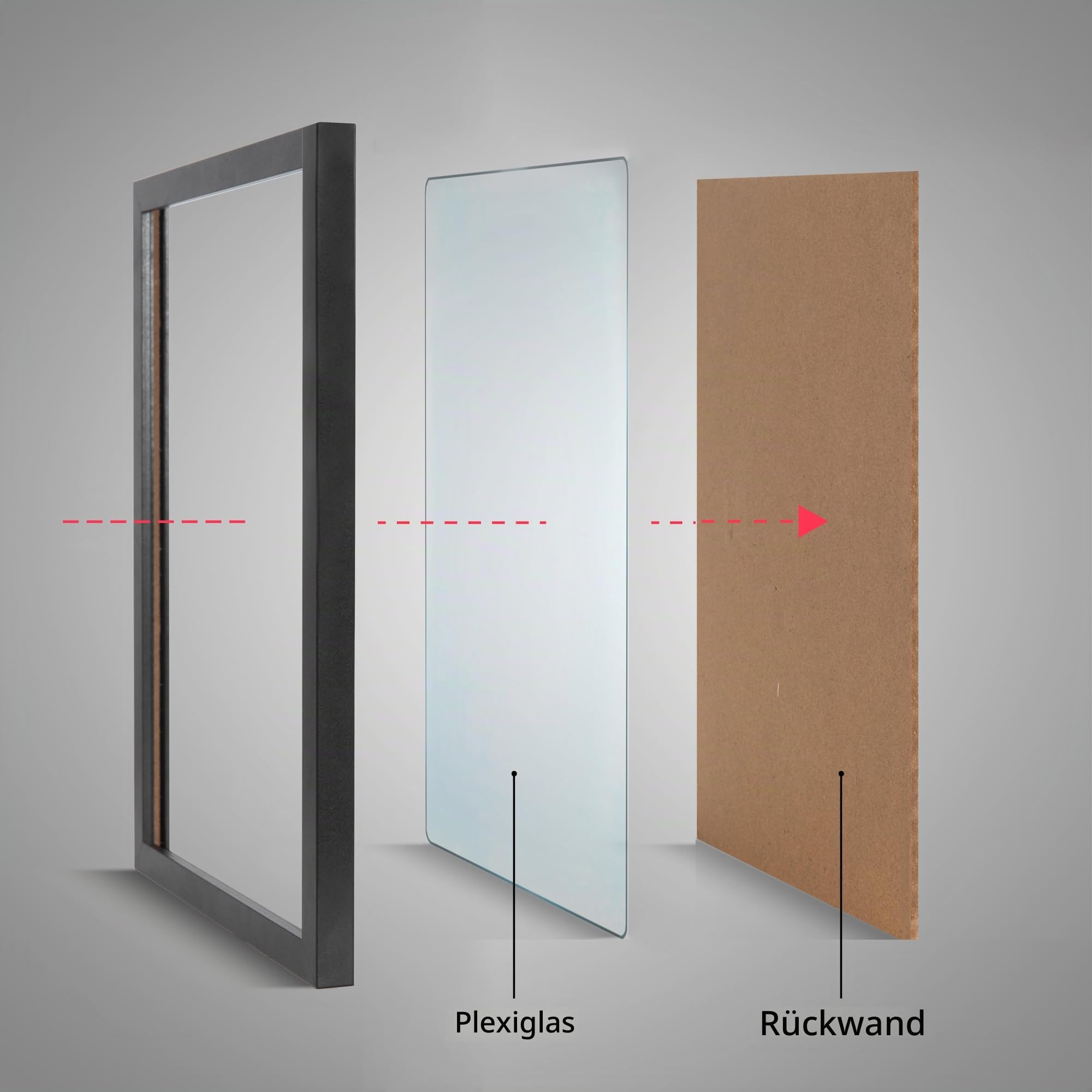 kennethan Bilderrahmen 50x70 Schwarz Holz Fotorahmen 3er Set Holzrrahmen Puzzlerahmen mit Acrylglas zum aufhängen und aufstellen Benutzt für Wohnzimmer, Schlafzimmer, Arbeitszimmer