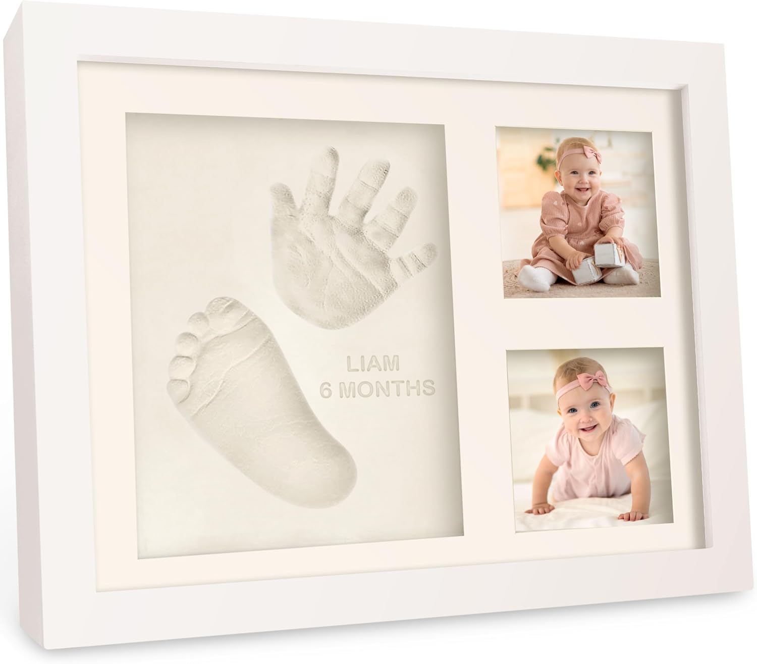 Baby Hand and Footprint Kit - Quick Dry Clay Baby Footprint Kit, Pets Paw, Newborn Keepsake Picture Frame for Boys, Girls, Personalized New Mom Gifts for Shower & Registry, Grandparents (Alpine White)