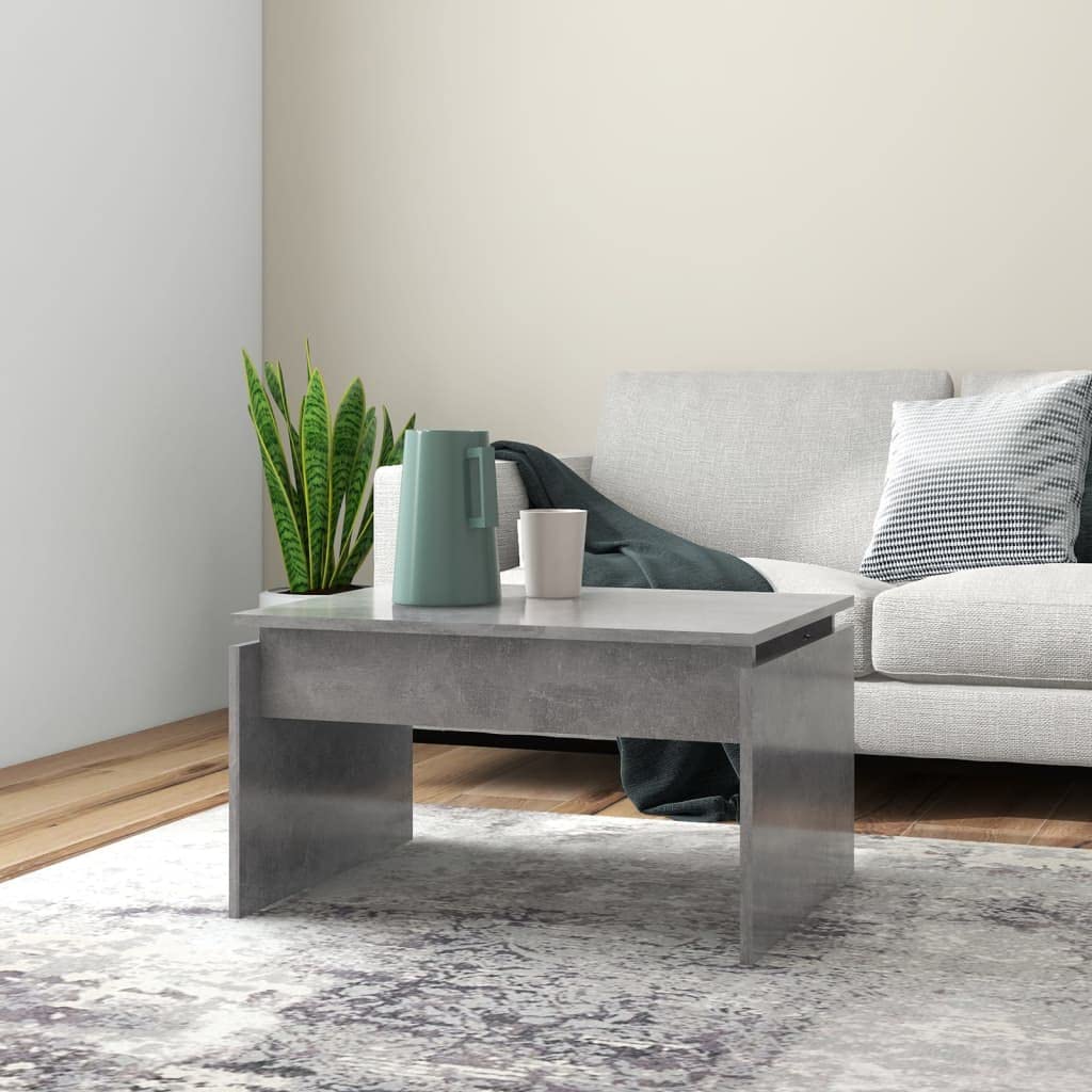 vidaXL Mesa de Centro Auxiliar Consola Mesita Salón Lateral Té Café Sofá Sala de Estar Muebles Mobiliario Gris Hormigón Contrachapada 68x50x38 cm
