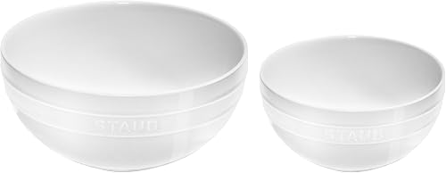 Ceramic 2-pc Nested Mixing Bowl Set - White