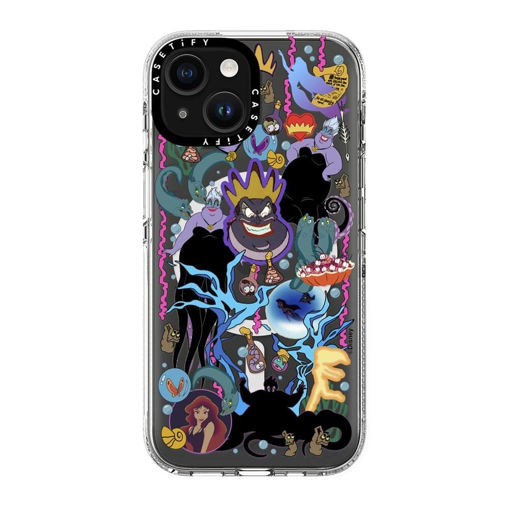 CASETiFY Custodia trasparente per iPhone 15 [Villains Co-Lab/non ingiallimento/2 m protezione contro le cadute/compatibile con Magsafe] – Adesivo bugiardo – Ursula – trasparente