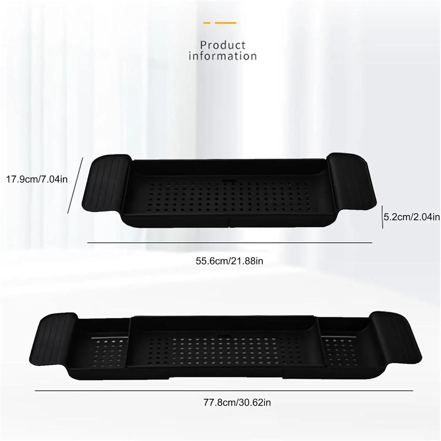 Multi Function Retractable Bathtub Storage Rack Bath Tray Extendable Bathroom Bathtub Tray Non Slip Bathroom Rack Phone Holder(White)