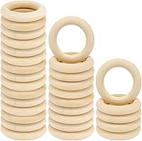 Vista 7 de 10 piezas de anillos de madera natural para manualidades, anillos de madera sin terminar para macramé, conectores de madera para colgantes