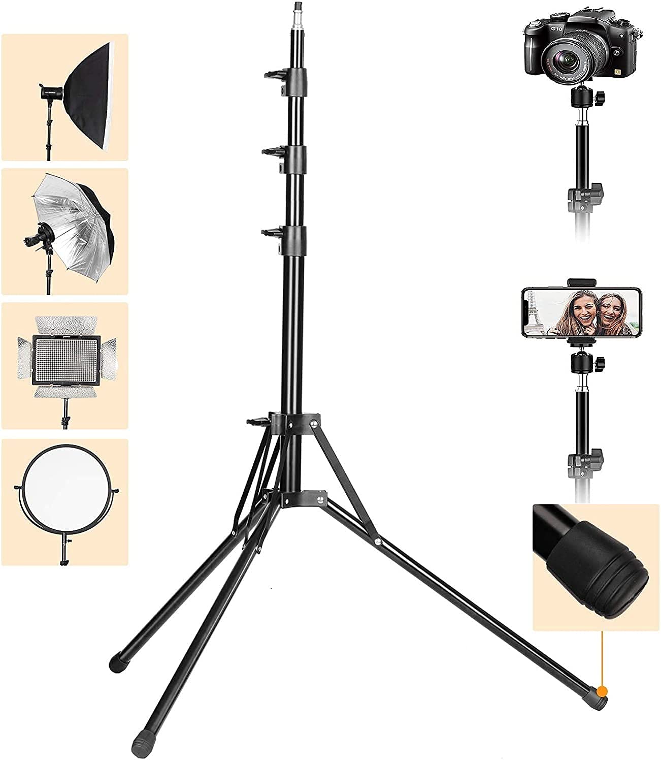 AWAKSHI 7 Feet Long Tripod Stand for Self Video Shoot|DSLR Camera|You-tubers|Video Shooting Studio Etc.Compatible with All Smartphones & Tablets Color
