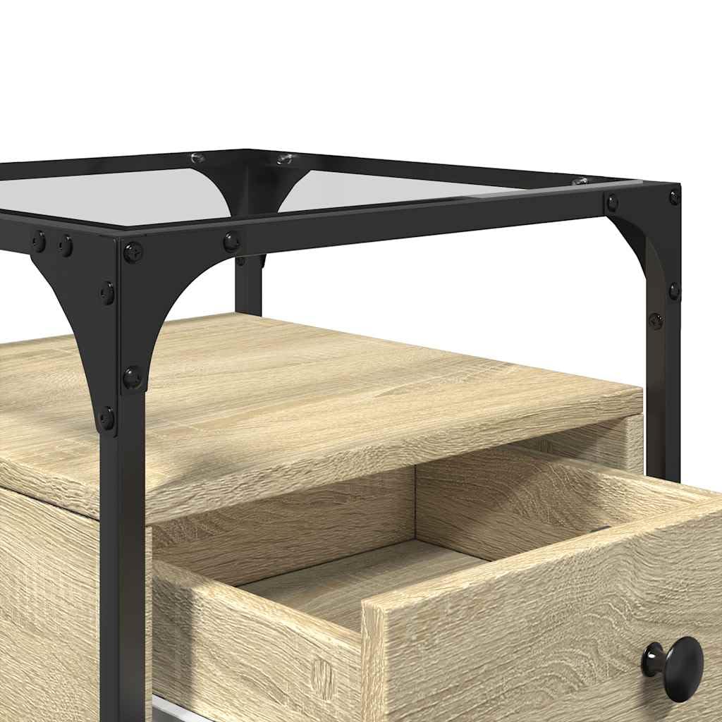 Stilvoller Nachttisch mit Glasplatte und Ablage - Langlebiger Holzwerkstoff, Feuchtigkeitsbeständig und Stabil - Perfekte Aufbewahrung für Wohnzimmer und Schlafzimmer