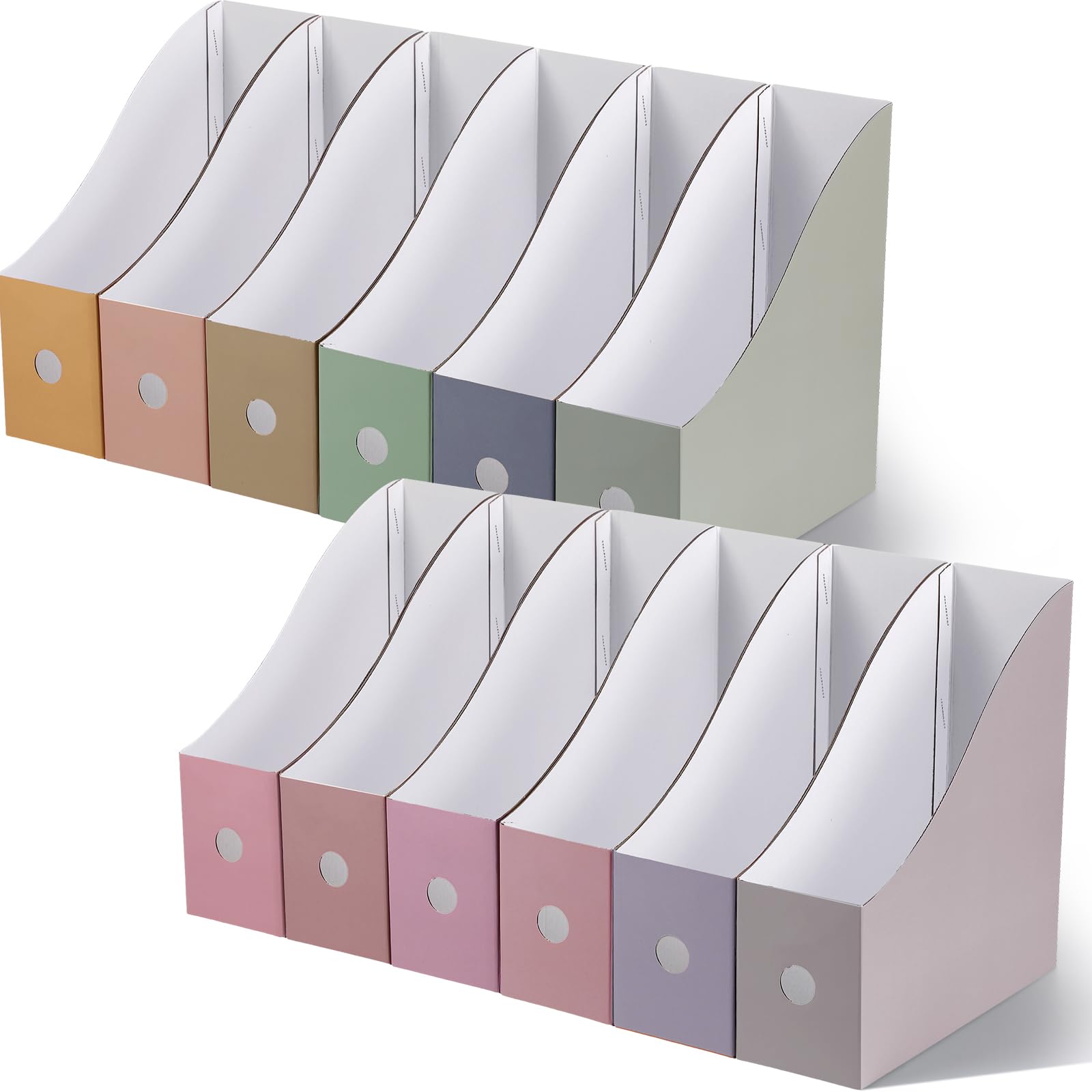 Colarr Confezione da 12 portariviste in cartone, 12 colori, con etichette adesive, organizer per documenti, cartelle per scrivania, organizer per documenti per ufficio e scuola (colore fresco)