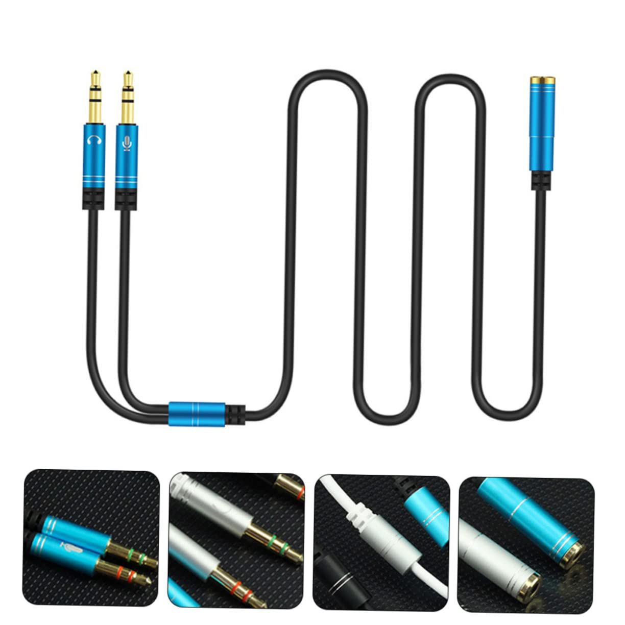 Mikikit 10pezzi Splitter Mic Audio Per Cuffie Jack Adattatore Per Smartphone e Computer Design Colori Blu e Versatile e