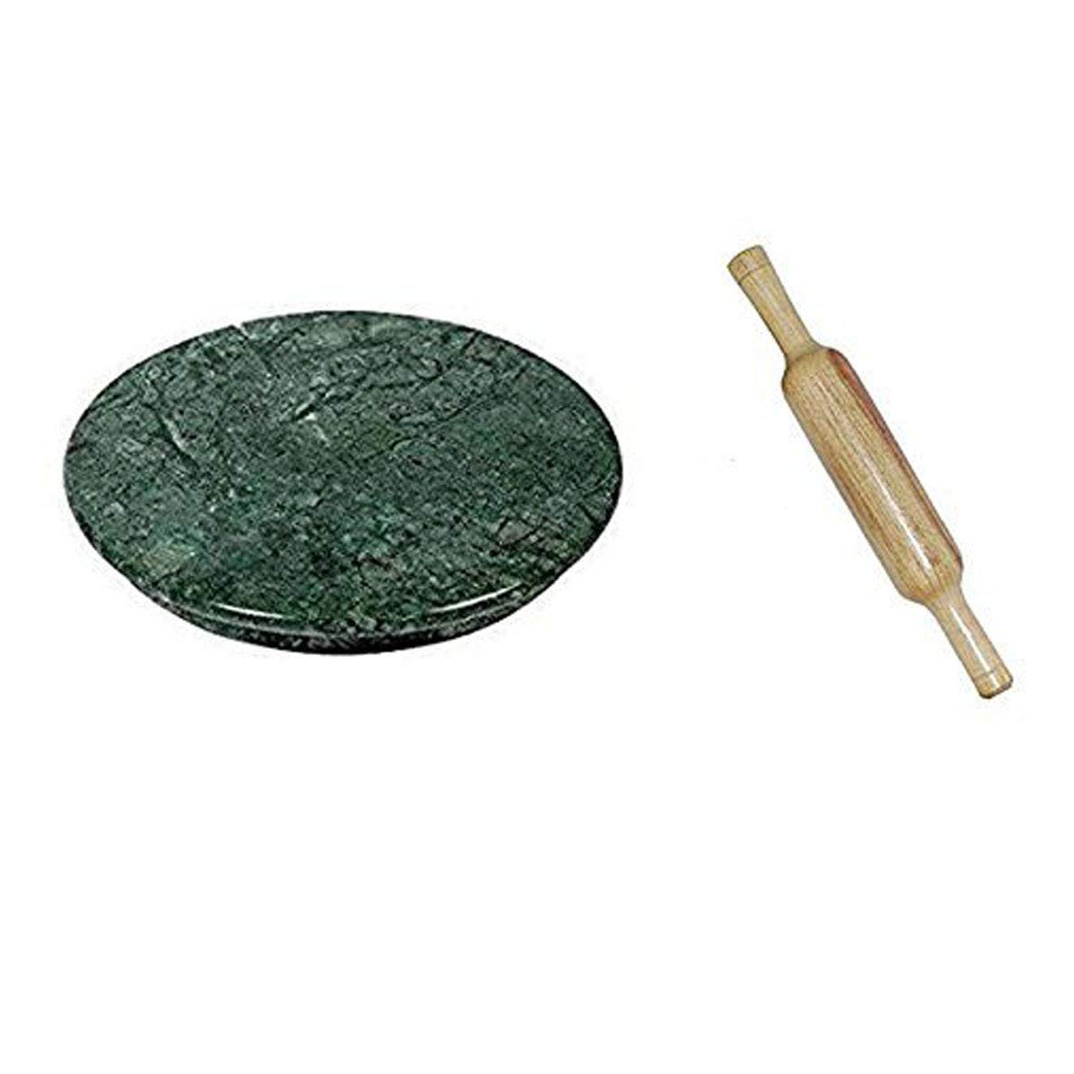 Rajasthan Art Indian Green chakla belan for kitchen/Rolling Pin Board/Roti Maker/chapati makers | Full Finished Marble Roti Maker (10 Inch Diameter)-image-30