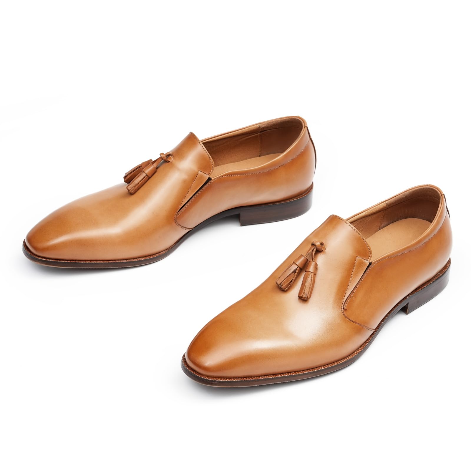 Mocasines Casuales con Borlas para Hombre Zapatos Bajos Slip On en Cuero Genuino