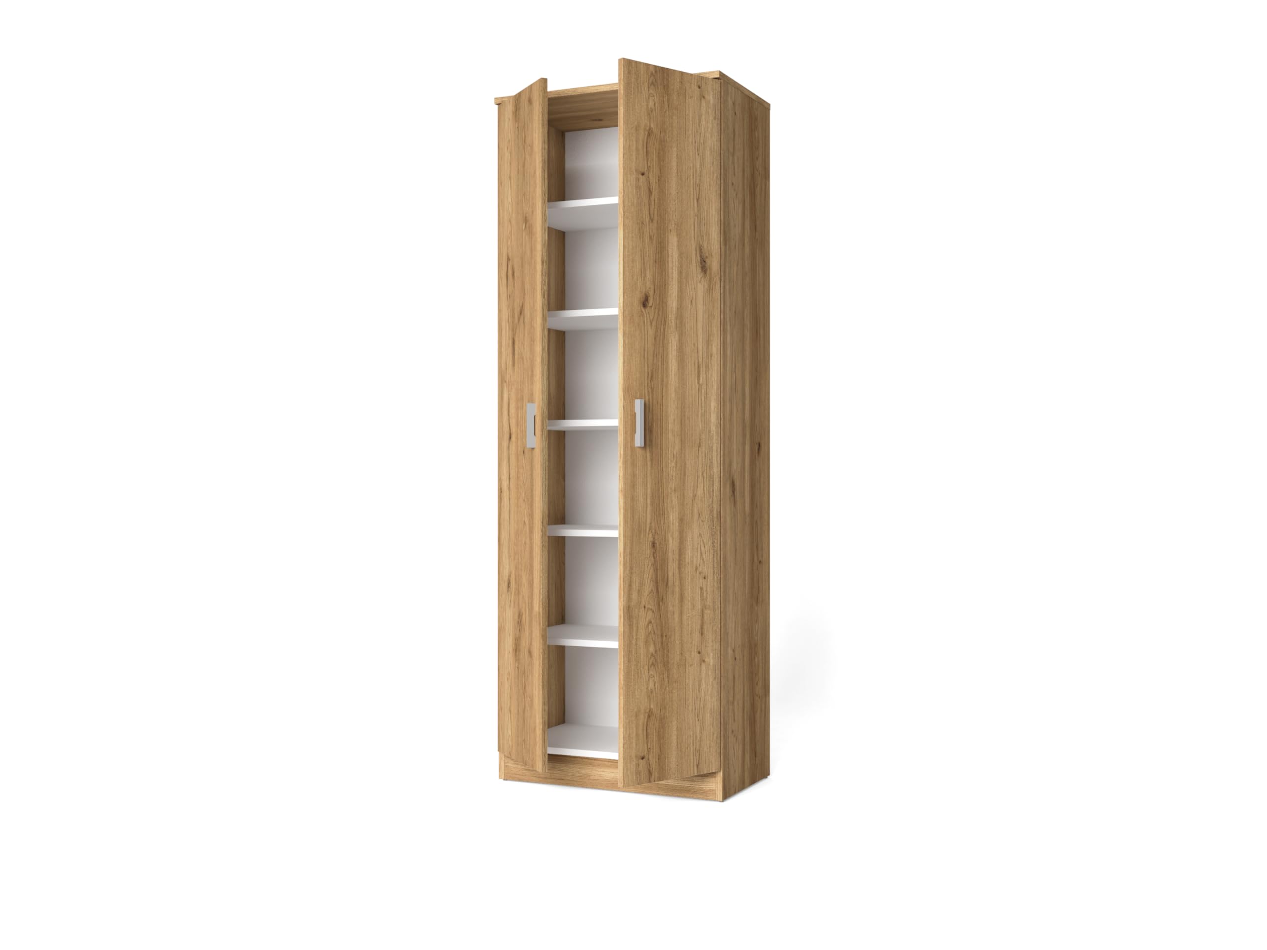 Skraut Home Armario Zapatero Alto 2 Puertas 6 Estantes Color Roble Mueble Auxiliar Pasillo Habitación 171x60x35 Cm