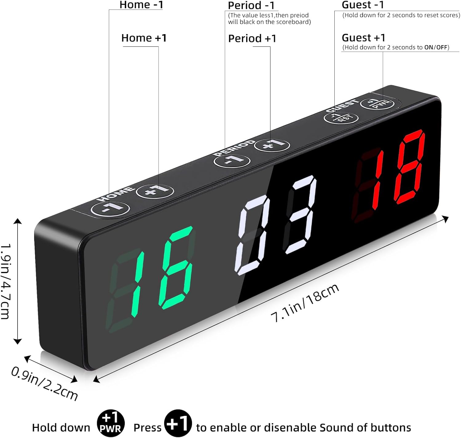PELLOR Mini Digital Scoreboard, Portable Magnetic Electronic Scoreboard Built in Rechargeable Battery for Indoor&Outdoor Games