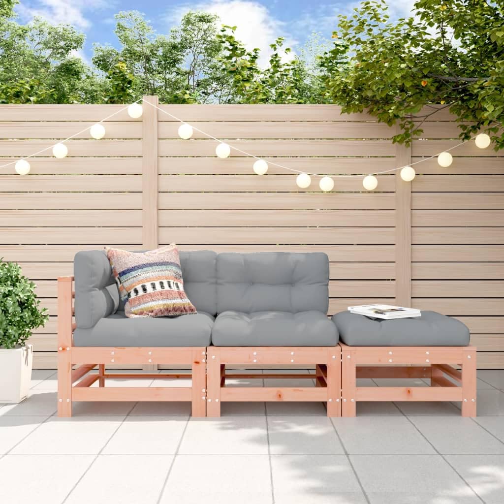 Set Salotto da Giardino 3 pz in Legno Massello Modulare Balcone | Salotto da esterno componibile con schienale per patio veranda e terrazza, struttura robusta per relax in famiglia.
