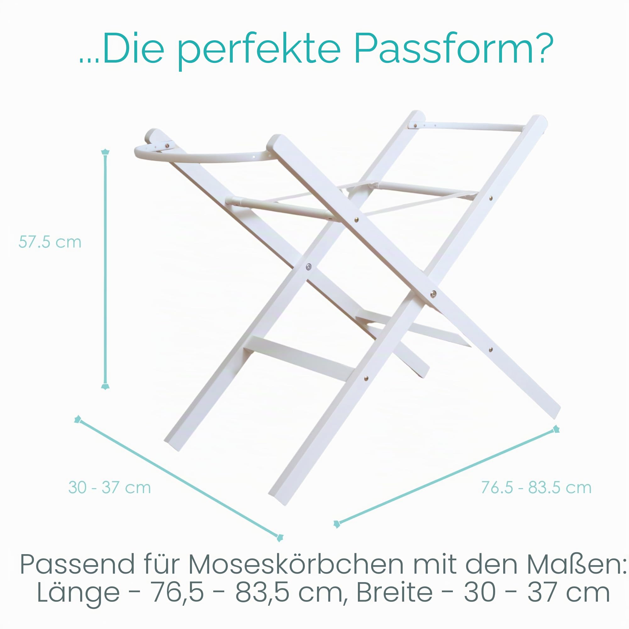 Clair de Lune Klappbarer Babykorbständer aus Holz, Weiß