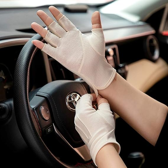 Uoyov New Half-finger Sunscreen Summer Cotton Gloves Men's Thin Section