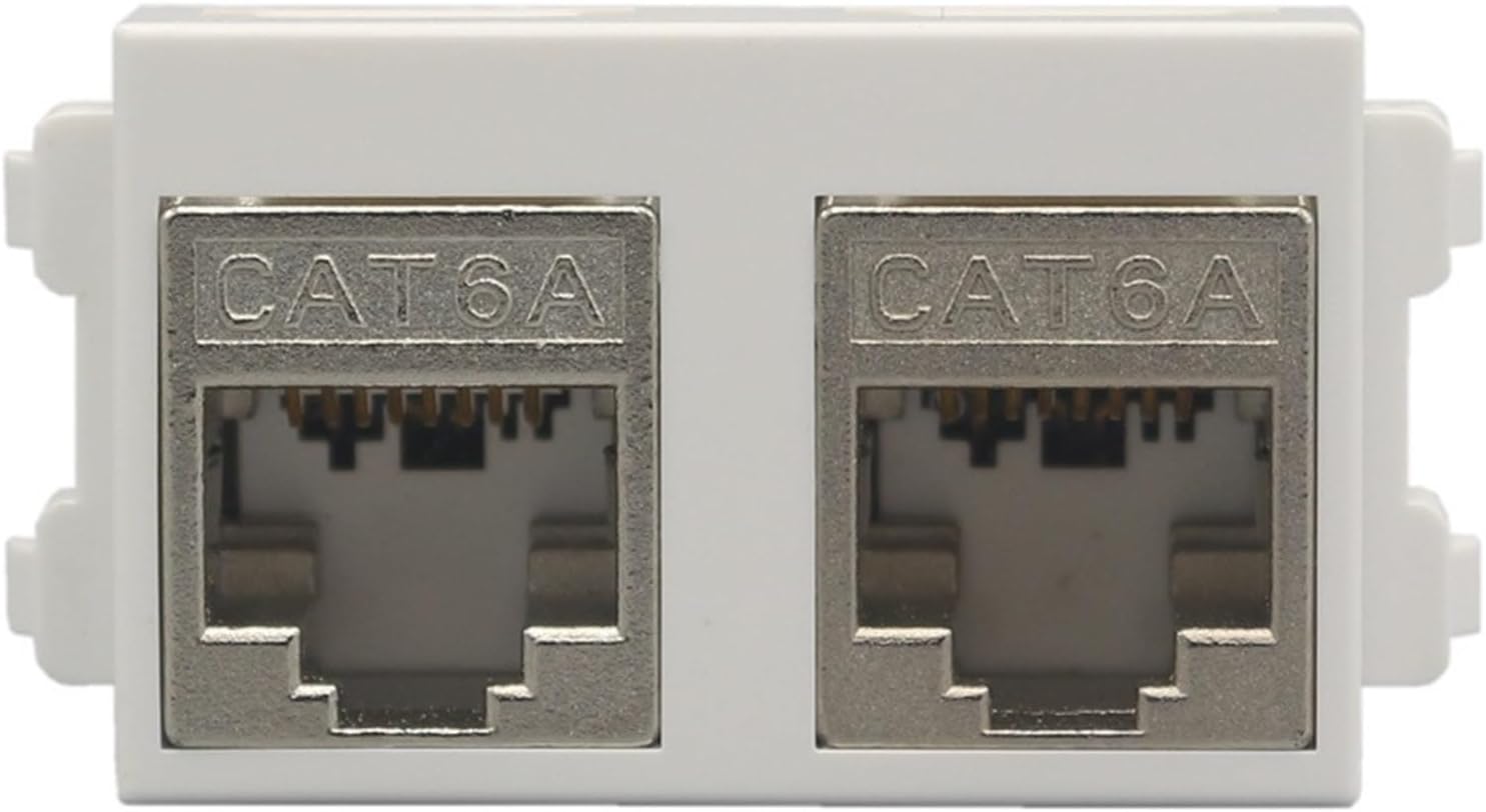 Dual Port CAT.6A RJ45 CAT7 Modular Fully Shielded Zinc Alloy Socket 10GB Network Jack Connector Adapter(CAT7)