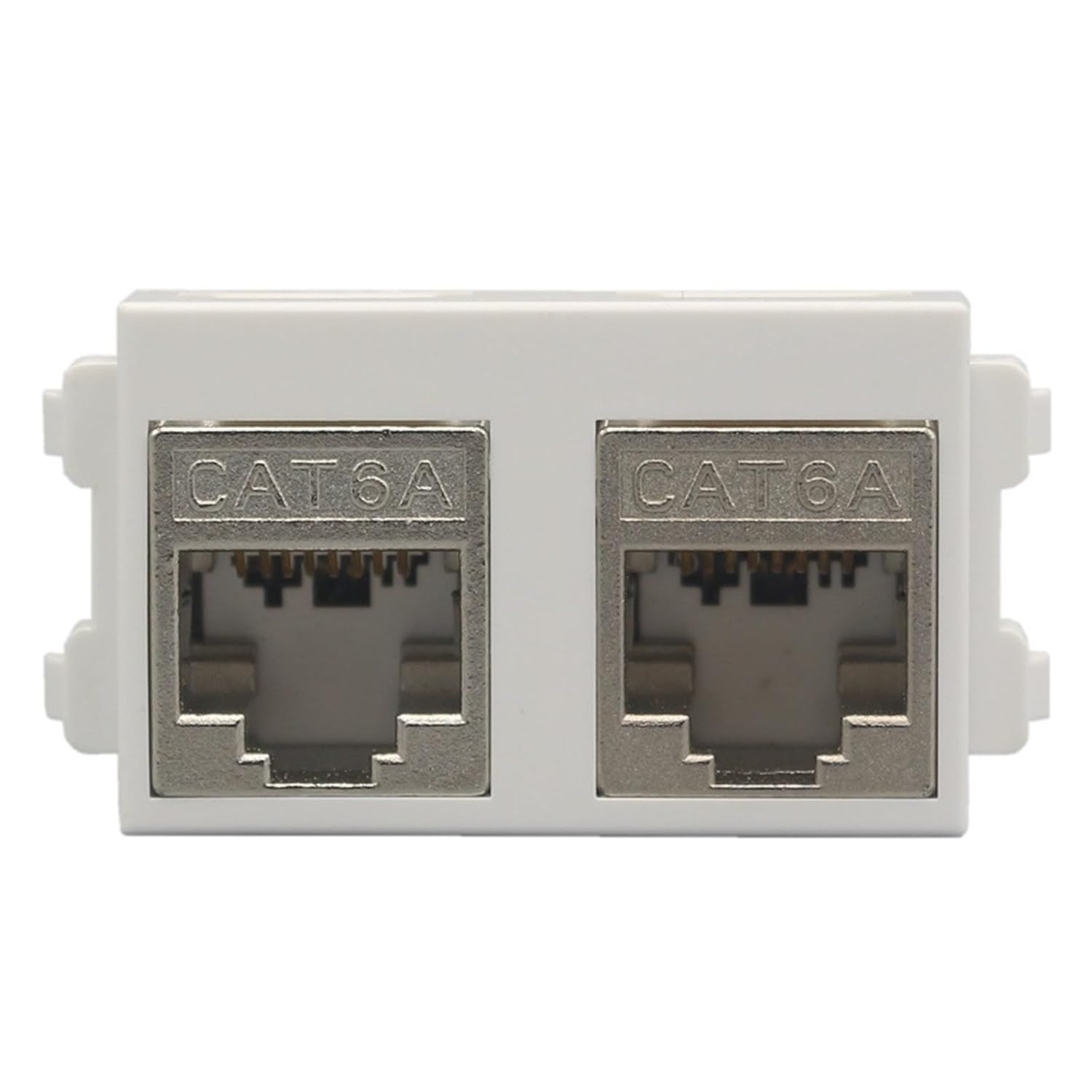 Dual Port CAT.6A RJ45 CAT7 Modular Fully Shielded Zinc Alloy Socket 10GB Network Jack Connector Adapter(CAT6A)