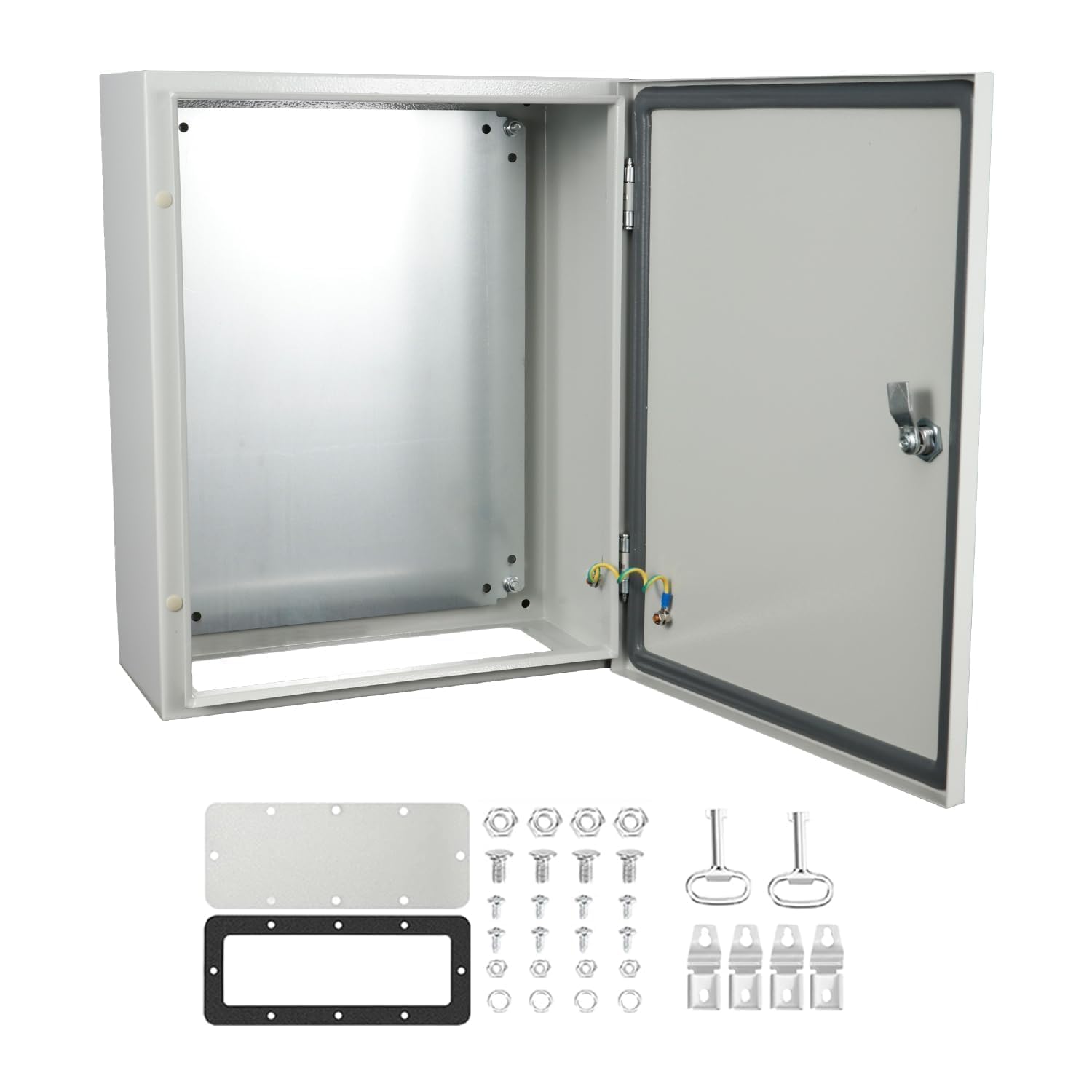 SupllueerSteel Waterproof Electrical Box 20"X12 "X10" NEMA Electrical Box IP66 Steel Enclosure Box, Cold-Rolled Steel Plate Outdoor Electrical Junction Box with Internal Mounting Panel Hinged Cover