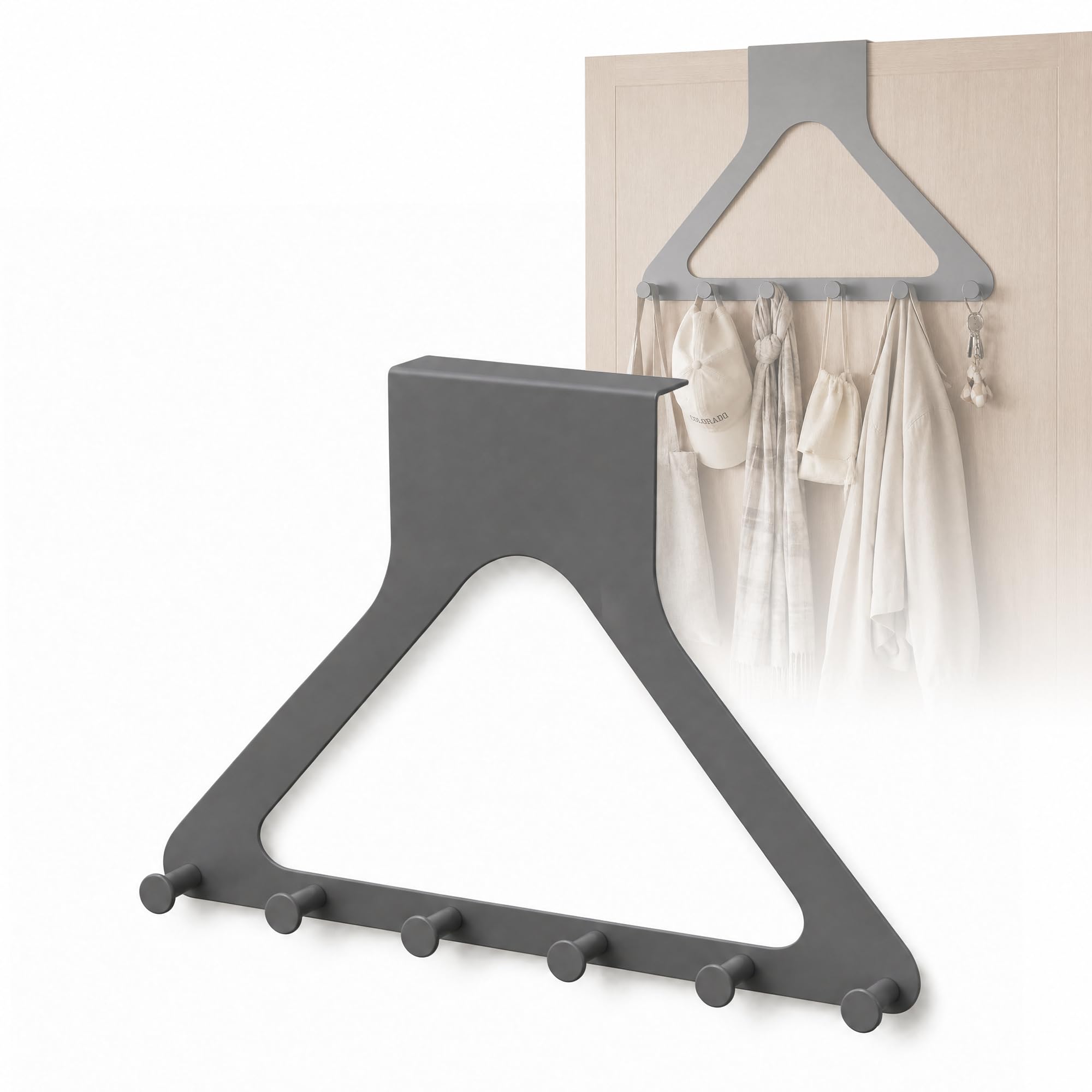 RFOUO Over Door Hooks,Door Hooks for Hanging,Towel Racks for Bathroom,Grey