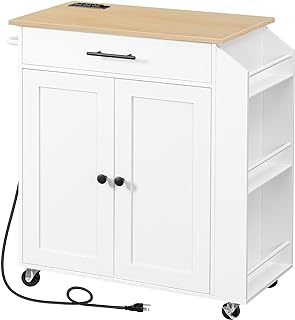 HOOBRO Kitchen Island with Power Outlet, Kitchen Storage Island with Spi...