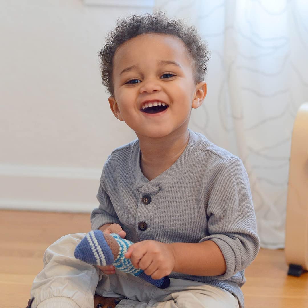 Pebble | Handmade Pixie Rattle - Birch - Blue | Crochet | Fair Trade | Pretend | Imaginative Play | Montessori | Machine Washable