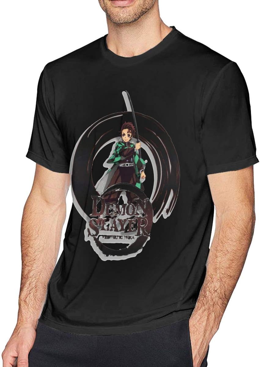 Knitkee Kimetsu No Yaiba Demon Slayer Men T Shirt Black