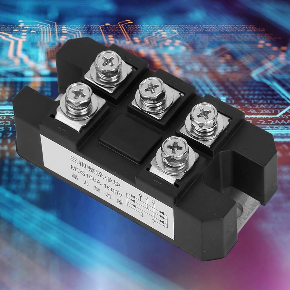 Power Supply Rectifier Tizuqe 5 Terminals 3-Phase Diode Bridge Rectifier 100A 1600V Voltage Full Wave Silicon High Power Rectifier With Heat Sink Schottky Diode
