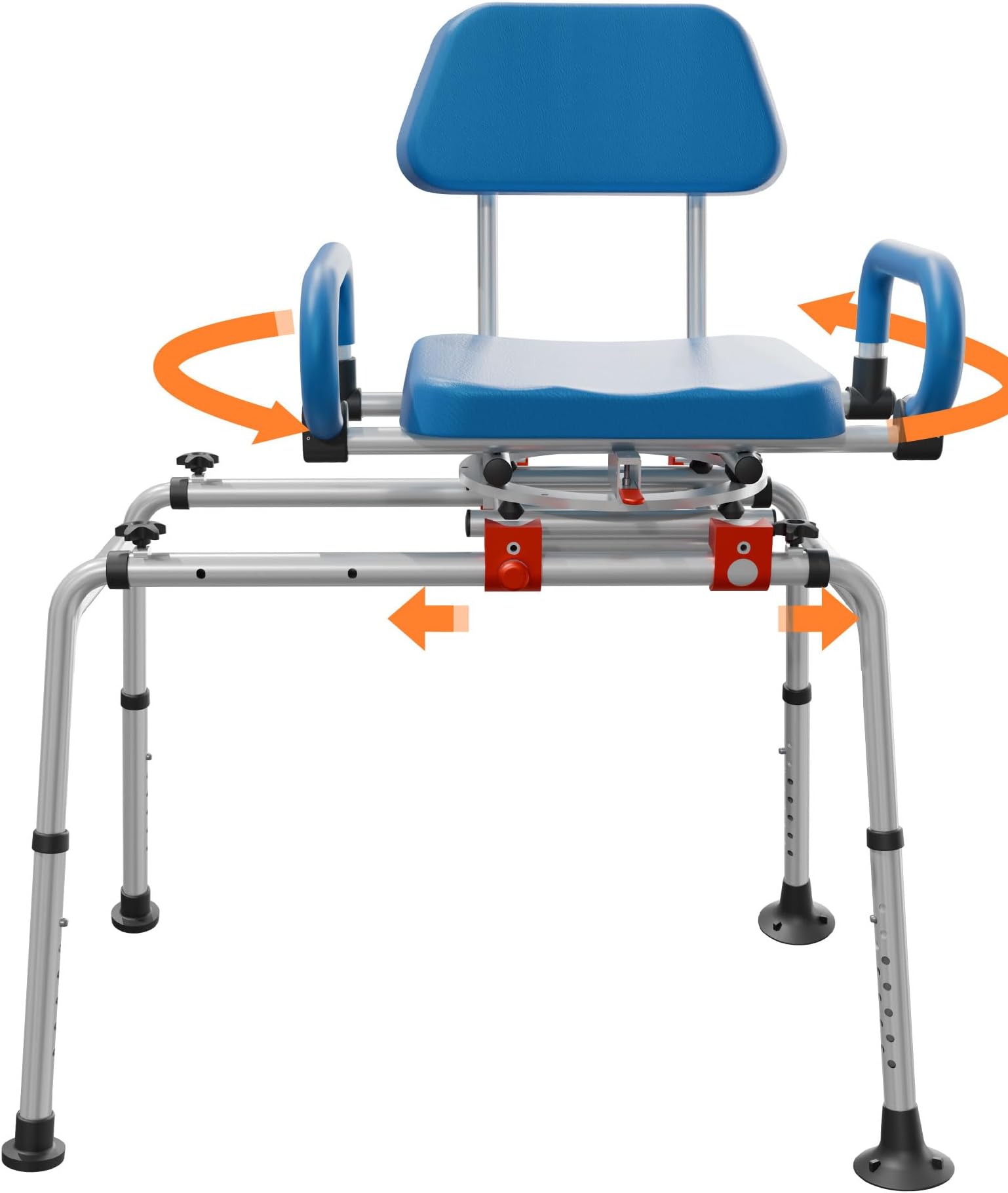 VOCICSwivel Sliding Tub Transfer Bench, Adjustable Height Shower Chair Shower Bench, Bath Bench with Armrests & Swivel Padded Seat for Elderly