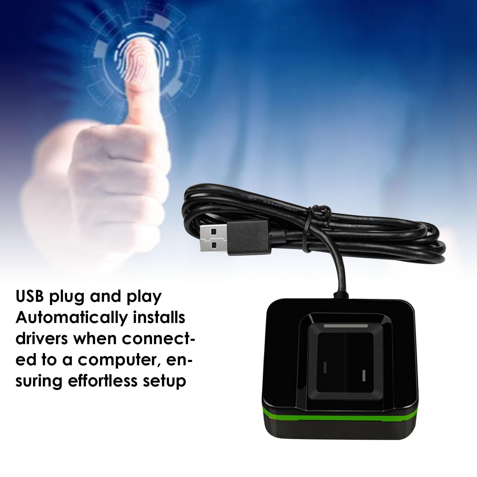 Tnfeeon Lector de Huellas Dactilares USB, Escáner Biométrico de Huellas Dactilares con Cable de 5,9 Pies para Computadora PC, Colector USB Plug and Play (ZKLIVE20R)