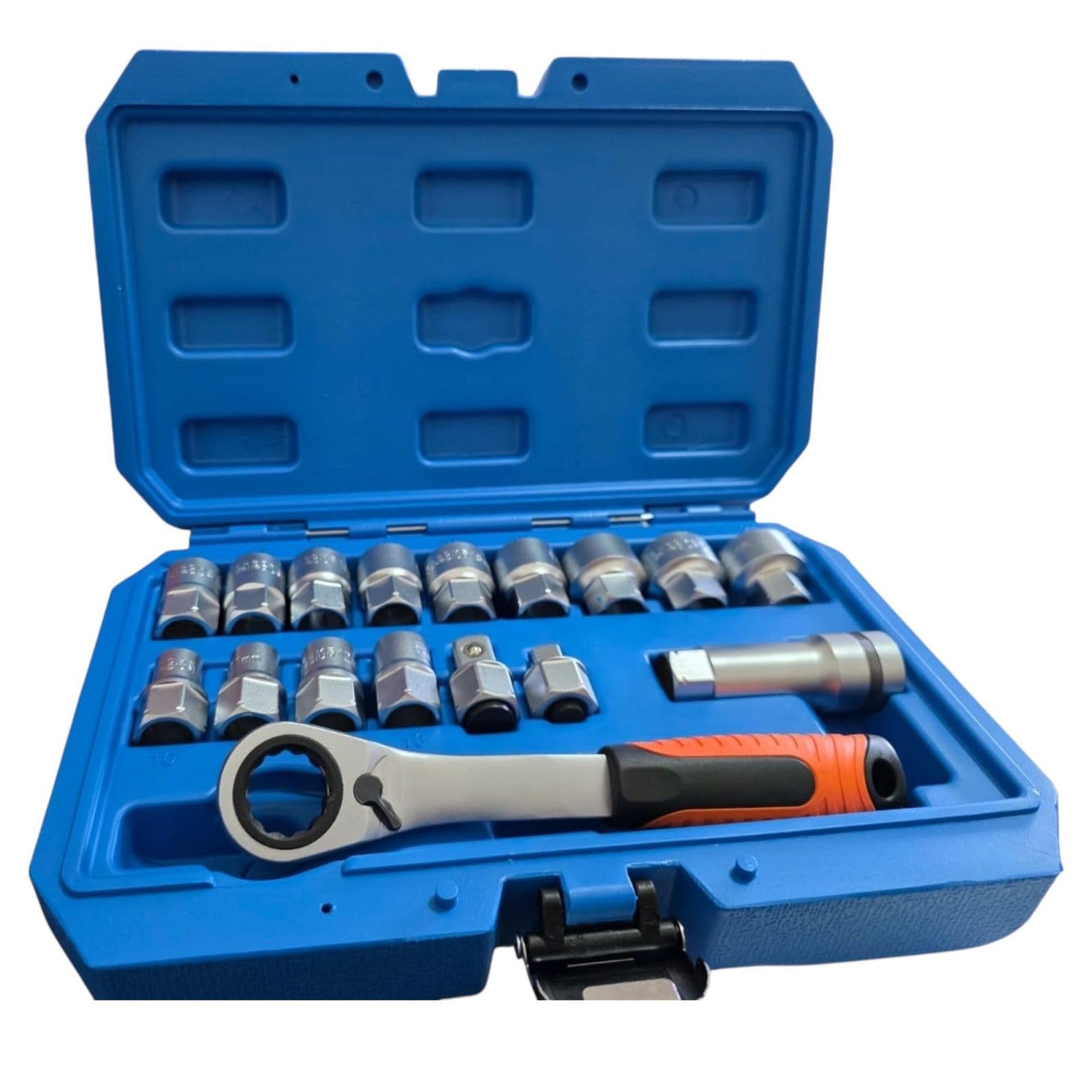 Jbm Attrezzi Cassetta Kit Di 14 Utensili In Valigia Bussole E Cricchetto Cavo Forato Reversibile Da 1/2 Comodo Salva Spazio Spazi Angusti E Per Rimuovere Svitare Cassetta Jbm - 12