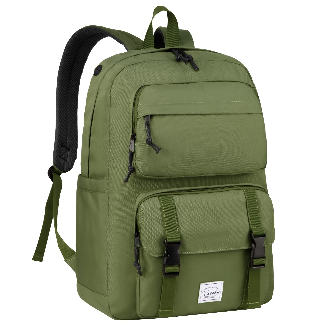 VASCHYBackpack for Men, Unisex Large Fashion Schoolbag Book bag Rucksack for High School/College/Work/Travel/Commuter Green