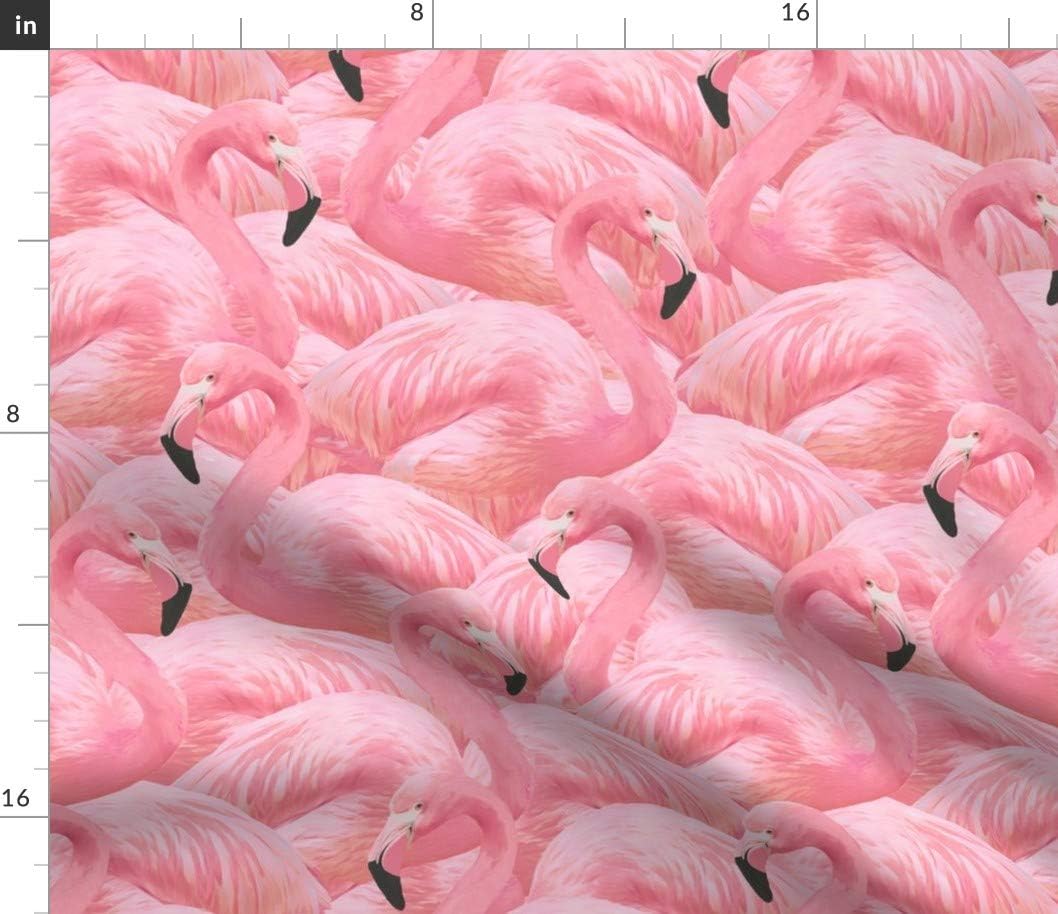 Spoonflower Fabric - Pink Flamingo Tropical Bird Coral Island Summer Printed on Petal Signature Cotton Fabric by The Yard - Sewing Quilting Apparel Crafts Decor