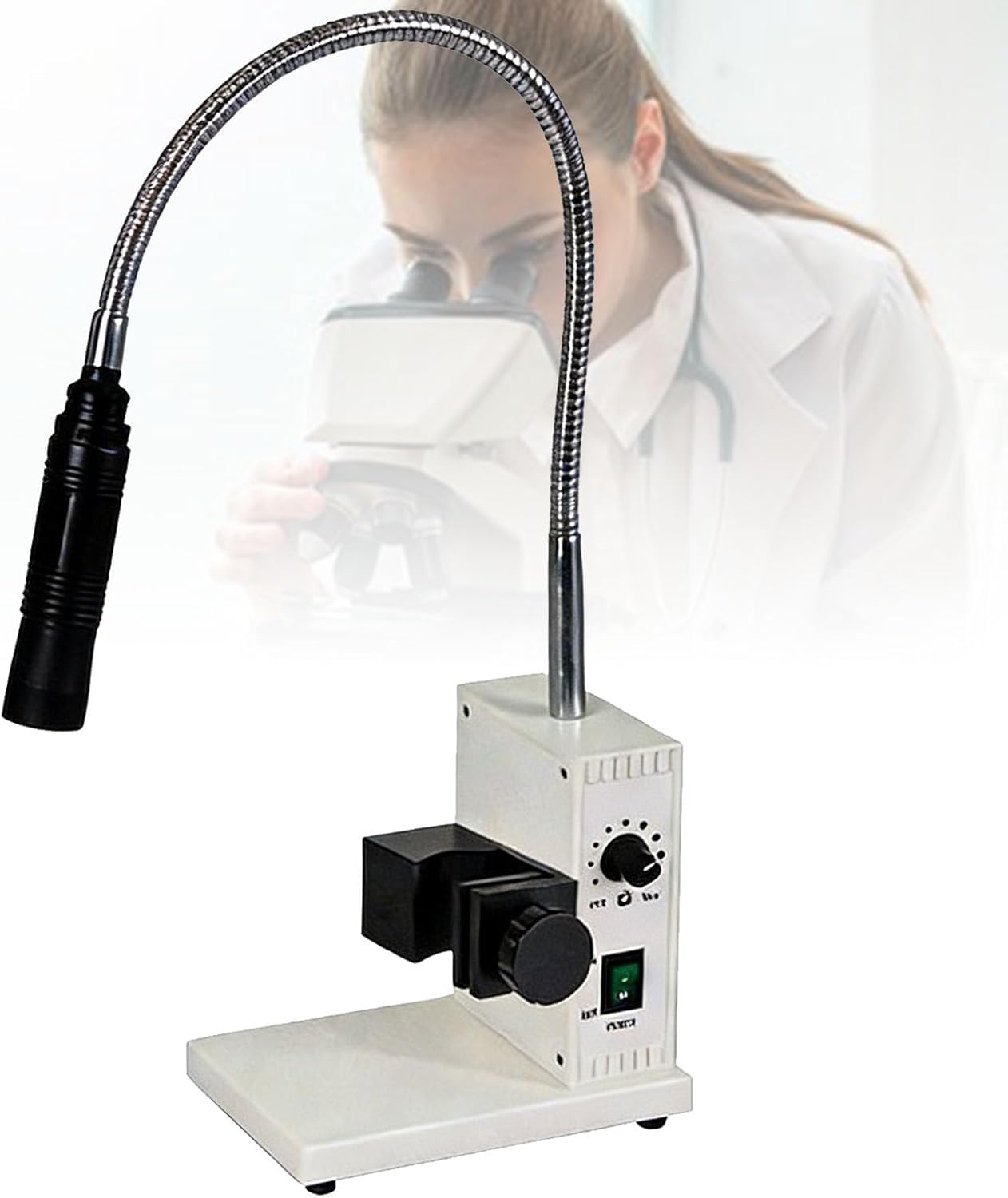 Verstellbares Schwanenhals-LED-Mikroskop-Licht mit Helligkeitsregelung & Objektivadaptern für Stereo-Zoom-Mikroskope, perfekt für den industriellen Einsatz