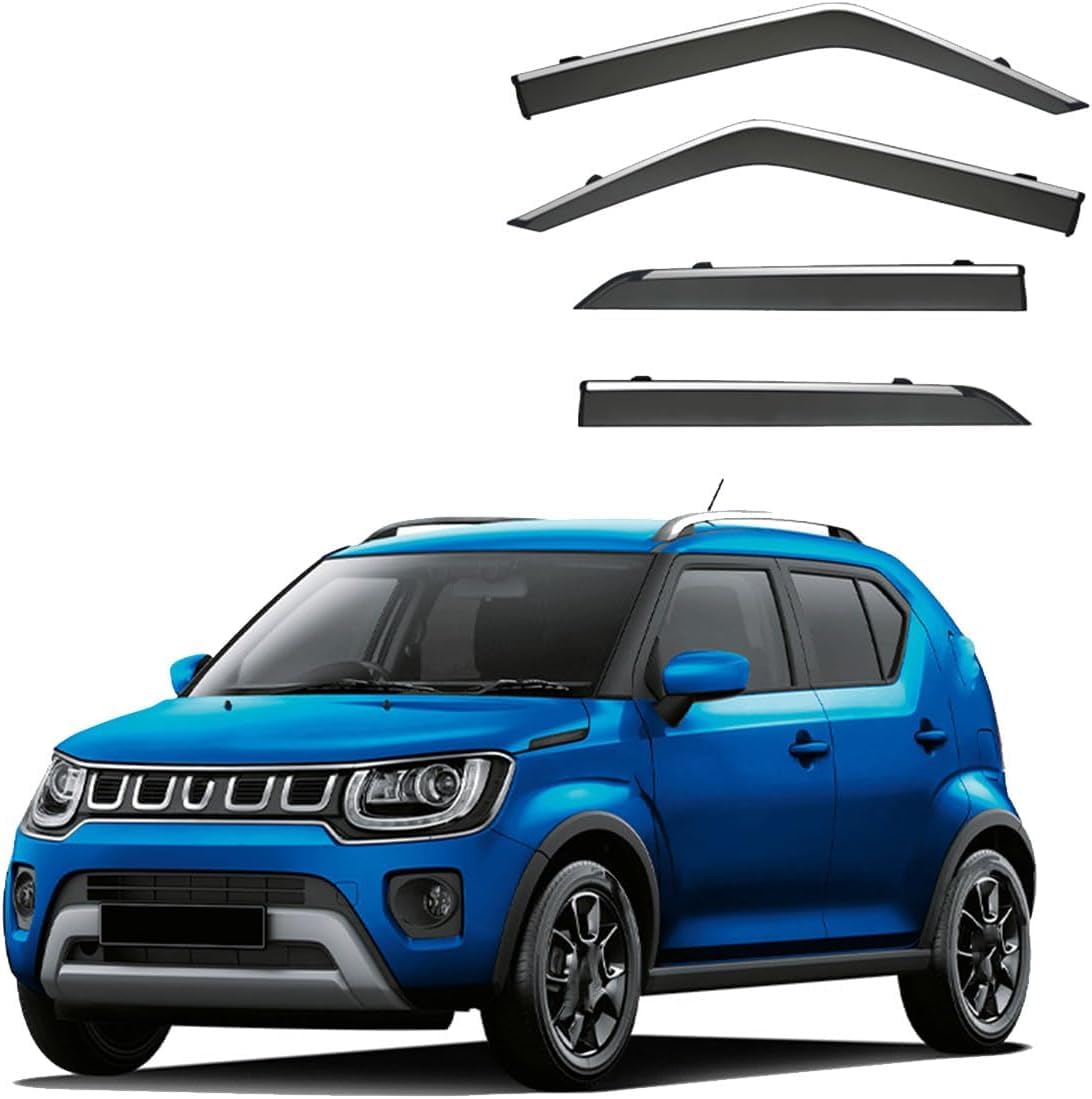 liufangfc Wind Deflectors for Suzuki Ignis MK2-MF 2016-2023+ – 4pc Tape-On Smoked Visors, Weatherproof, Anti-Salt/Snow, Low-Noise