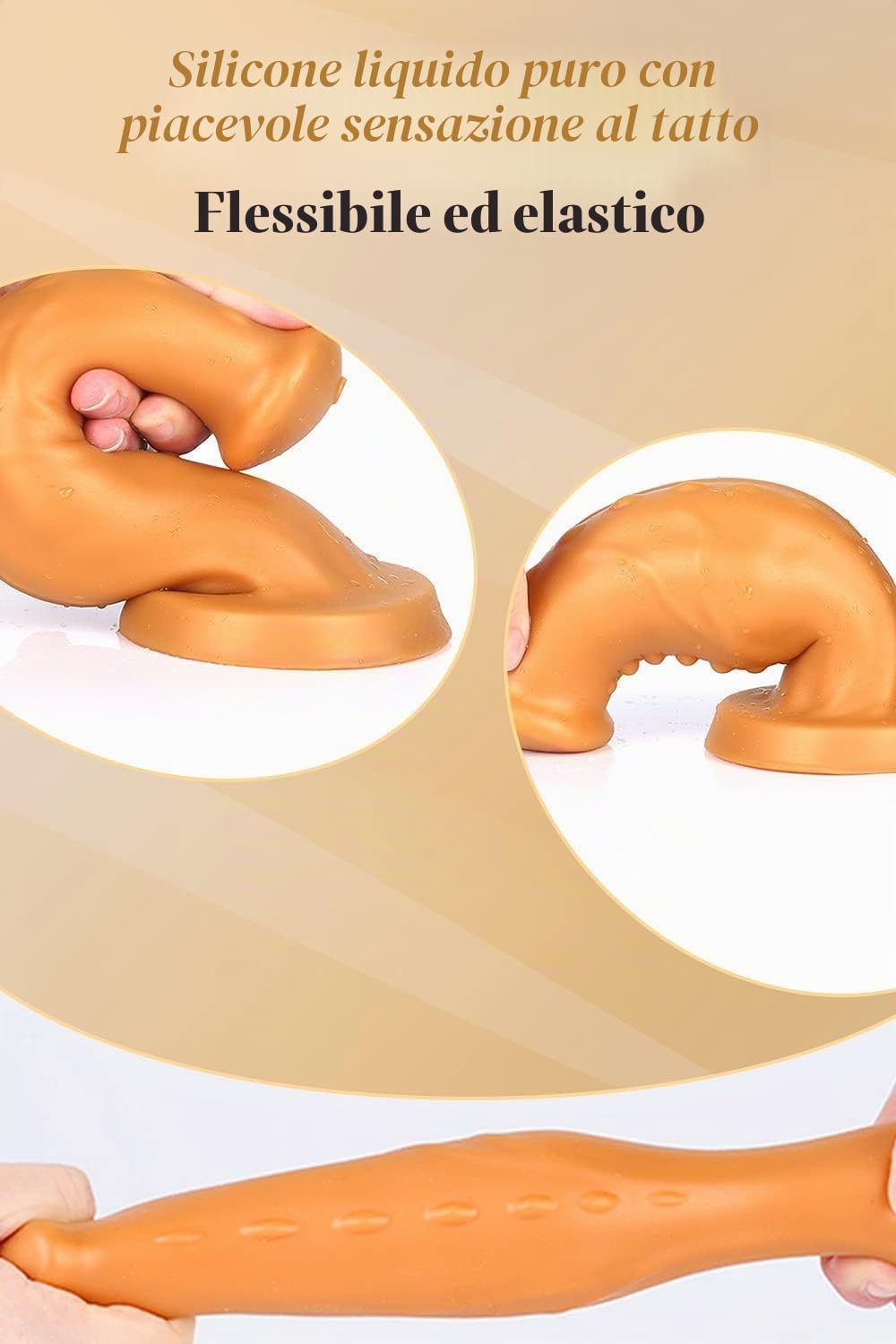 Plug anale a forma di pene Plug anale in silicone liquido ultra morbido con forte ventosa e particelle per una forte stimolazione Giocattolo sessuale per uomini donne (XXL)
