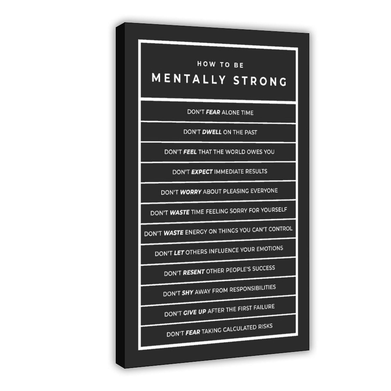 NEOHI Mentalnie silny motywacyjny czarno-biały pokój estetyka płótno nowoczesny plakat sztuka ścienna wydruki obrazy salon sypialnia dekoracja 20 x 30 cali (50 x 75 cm)