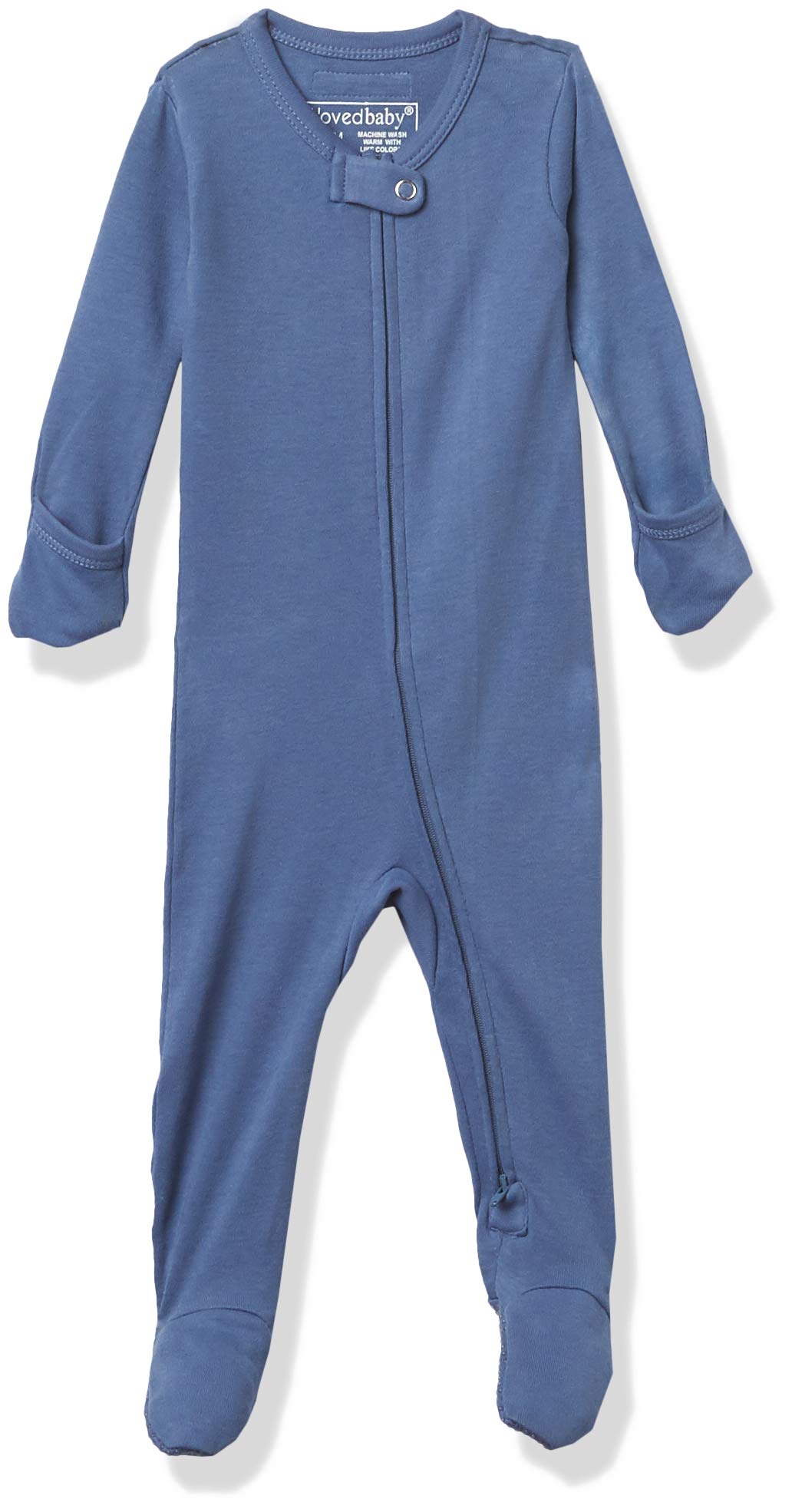 L'ovedbaby Baby Girls Organic Zipper One-Piece Footies, Slate, 9-12 Months US