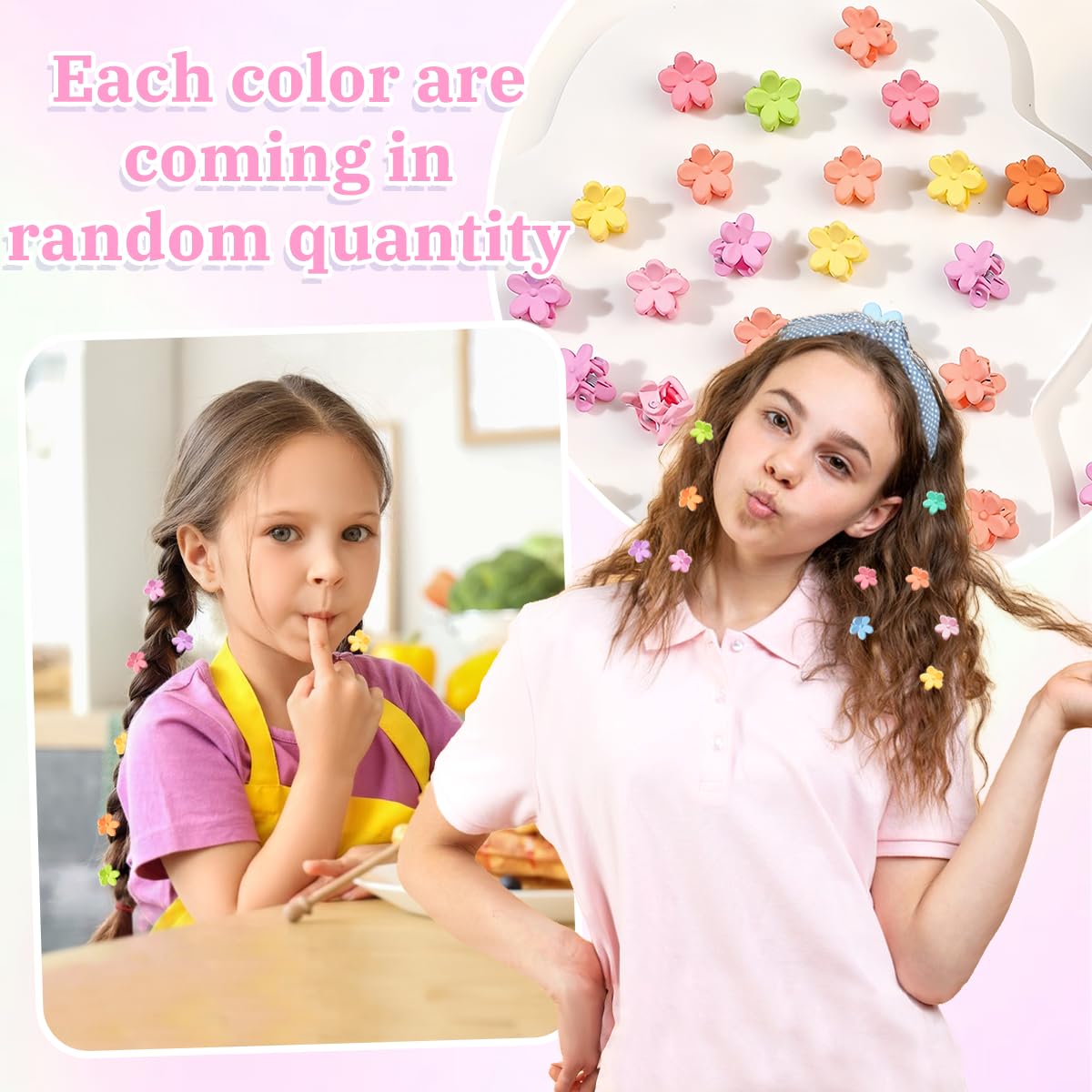 Colorful Mini Flower Hair Clips - 150 Pack -5