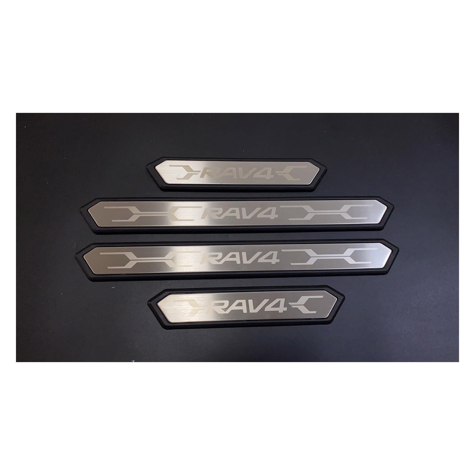Car Door Sill Protector Strips for Toyota RAV4 2010-2024, Sticker Trim Non Slip Anti Scratch Stainless Steel Material, 4 Pcs