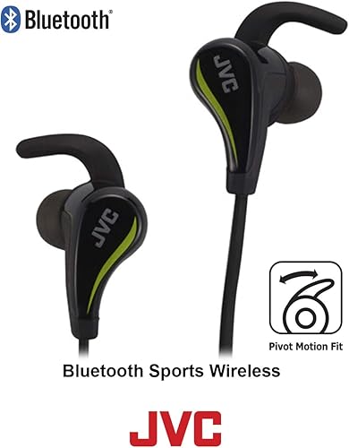 Miniatura 2 de JVC Negro y amarillo inalámbrico resistente al agua Pivot Motion Sport auriculares con bloqueo oído Fit HA-ET50BTB