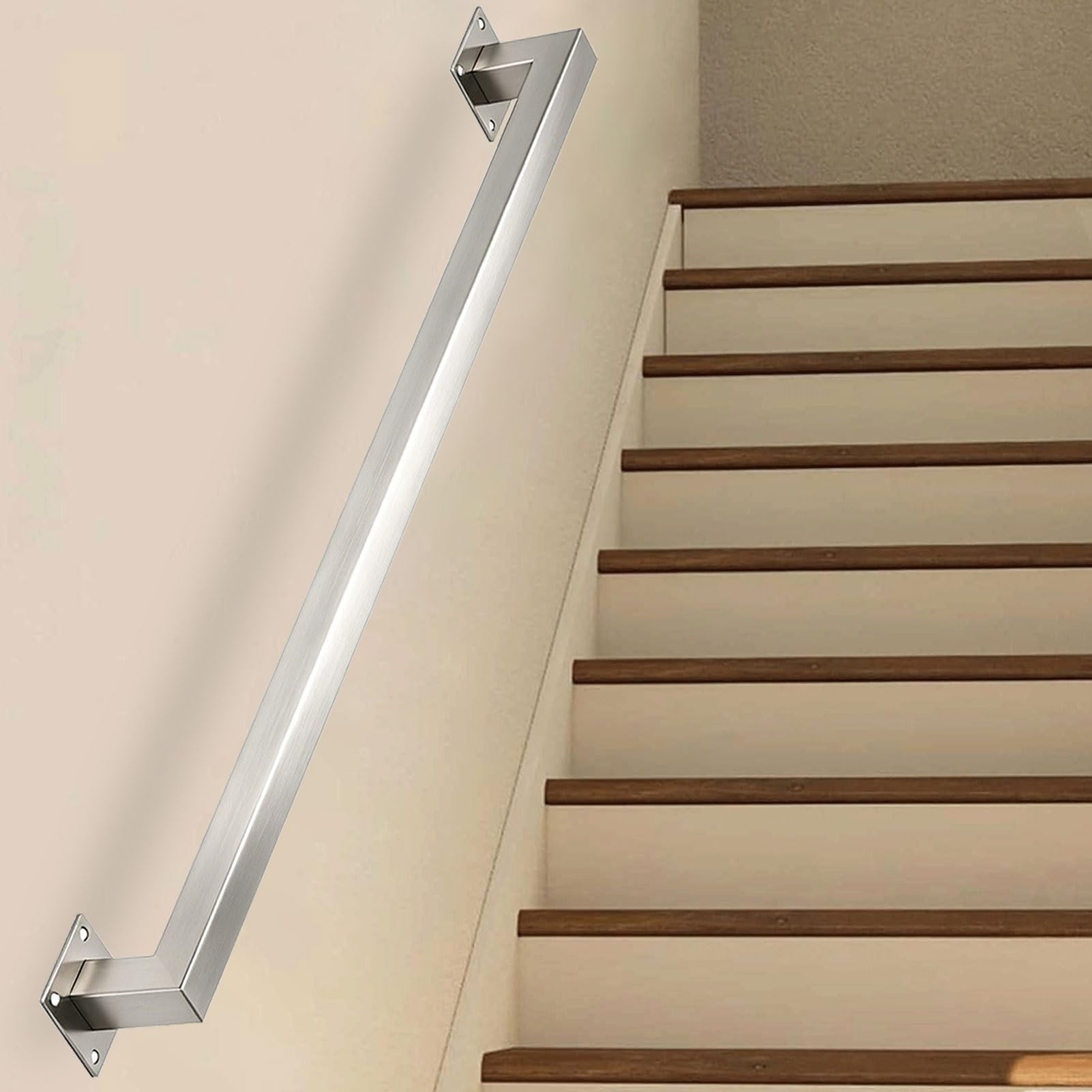 Sxbhdm One Color Handrail For Stairs, 1M 1.5M 2M 240Cm 3M Stainless Steel Stairs Railings Safety Grab Rail, Wall Mounted Staircase Banister Hand Rails For Villa Loft Corridor(20Ft/600Cm)