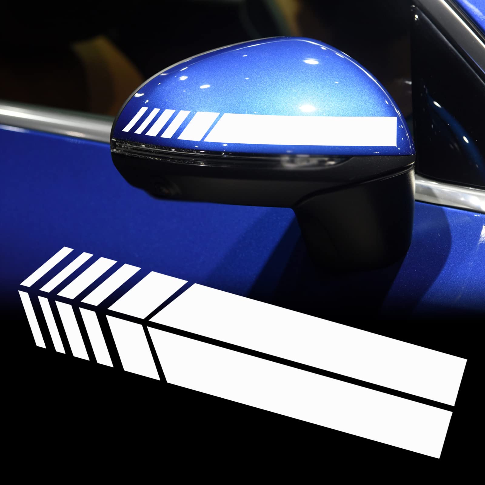 2 PC Rearview Mirror Sticker, Striped Car Pull Sticker, Car Exterior Accessories, Car Body Sticker Side Decal, Stickers Decor DIY (White)