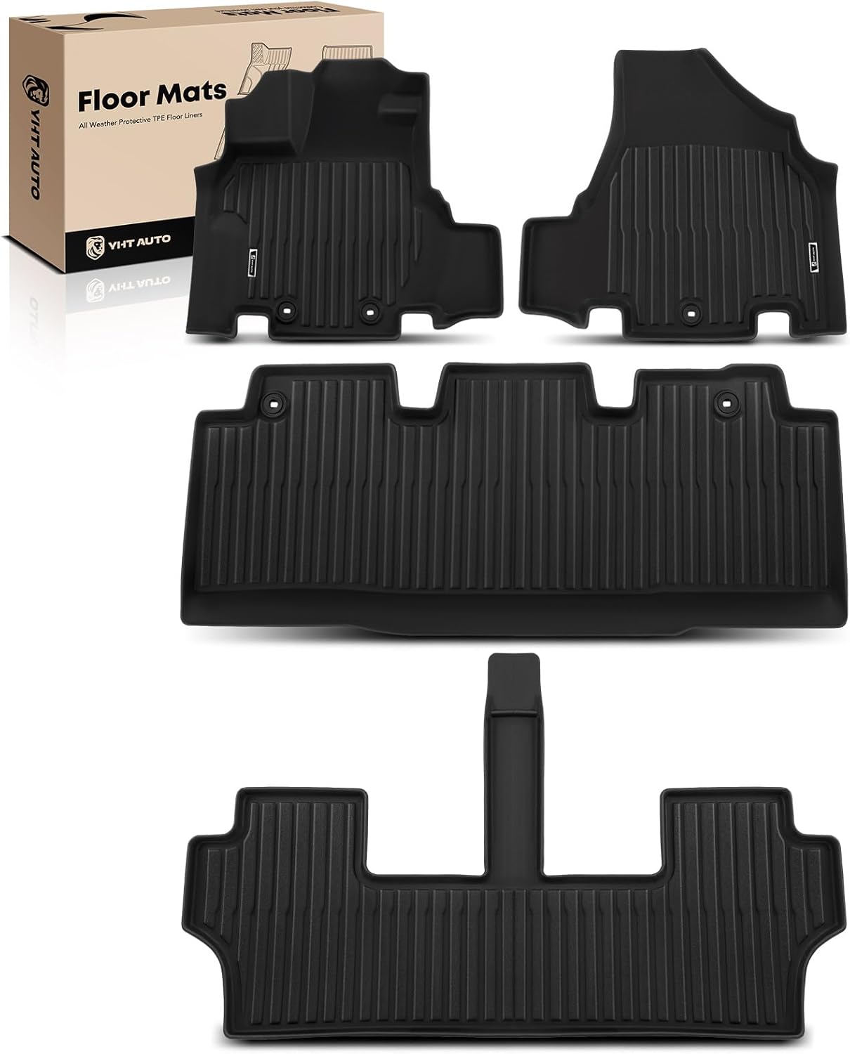 YHTAUTO Floor Mats Fit 2011-2017 Honda Odyssey, TPE All Weather Car Mats Waterproof Anti-Slip Odorless Floor Liner, Interior Car Accessories 1st & 2nd & 3rd Row Liner