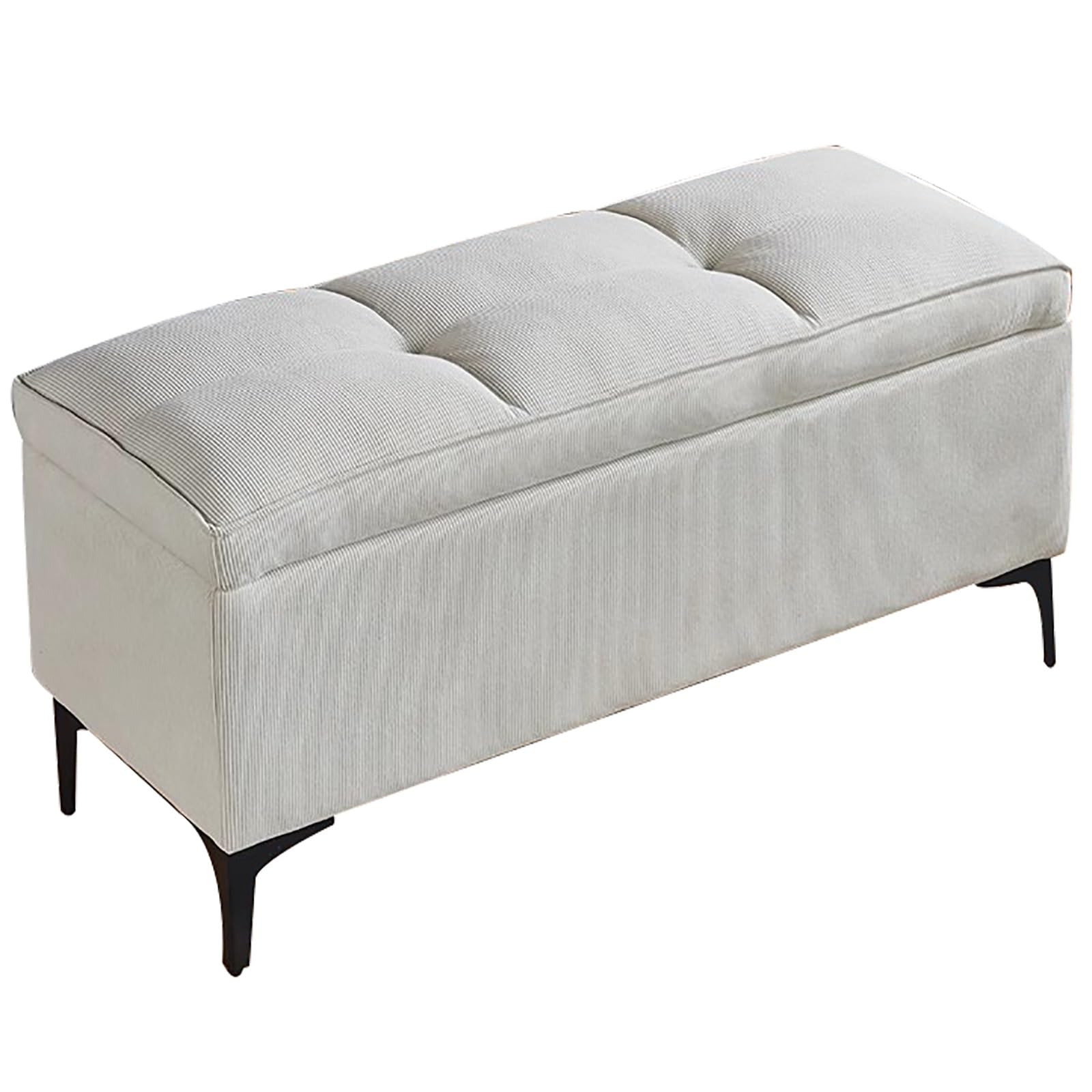 Bancos de Almacenamiento de Pana, Banco de Entrada, Puff Almacenaje al Pie de la Cama, para Dormitorio, Guardarropa y Sala de Estar(White,23.6in/60cm)