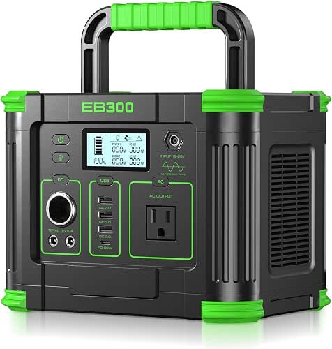 Portable Power Station 330W, GRECELL 288.6Wh Solar Generator with 60W