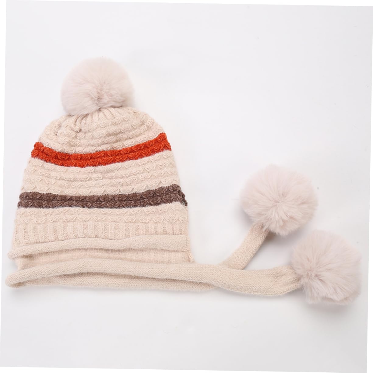SHERCHPRY 2piezas Gorro De Lana para Mujer Pompones Decorativos Gorro De Esquí Cálido y Cómodo Diseño De Punto Elástico para Actividades Al Aire Invierno Beige